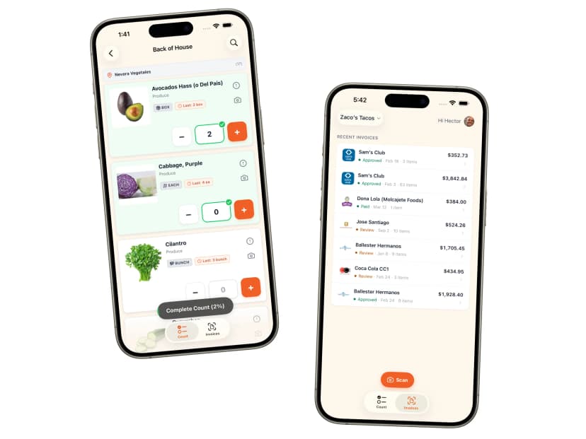 86 mobile counting app — staff counts produce with photos